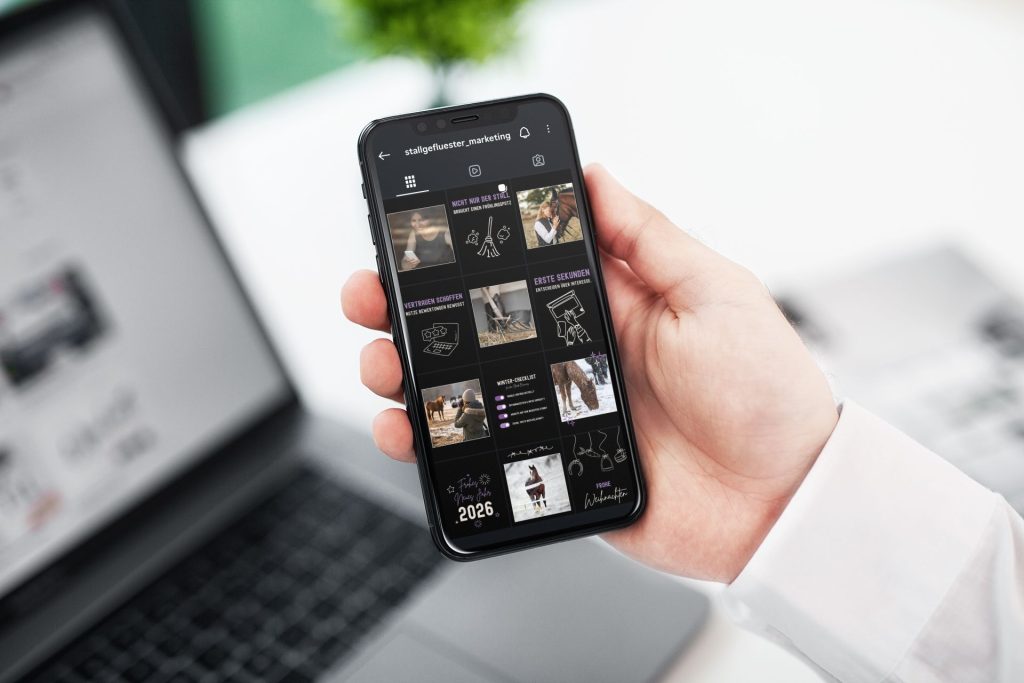 Lo smartphone mostra il feed Instagram del marchio Stallgeflüster